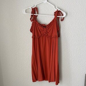 Rust Orange Sleeveless Dress with Adjustable Straps